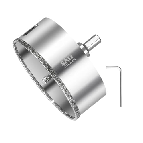 SALI 100mm Diamantbohrer Lochsäge Mit Zentrierbohrer - Glasbohrer Mit Diamant-Beschichtung, 45# Stahl Hohl-Bohrkrone - Fliesenbohrer Zum Bohren in Keramik, Porzellan, Glas, Marmor, Schiefer SALI 100mm Diamantbohrer Lochsäge Mit Zentrierbohrer - Glasbohrer Mit Diamant-Beschichtung, 45# Stahl Hohl-Bohrkrone - Fliesenbohrer Zum Bohren in Keramik, Porzellan, Glas, Marmor, Schiefer von SALI