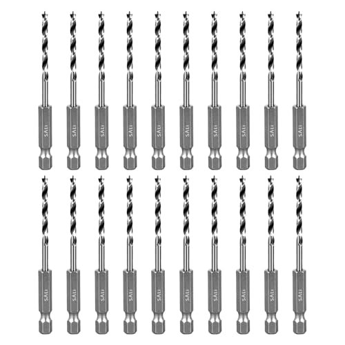 SALI 20-teilig Holzspiralbohrer Bohrer mit 1/4 Sechskant-Schaft Holzbohrer-Set Ø 3 mm für Bohrungen in Weichholz, Hartholz Professional Zubehör Bohrschrauber Standbohrmaschine SALI 20-teilig Holzspiralbohrer Bohrer mit 1/4 Sechskant-Schaft Holzbohrer-Set Ø 3 mm für Bohrungen in Weichholz, Hartholz Professional Zubehör Bohrschrauber Standbohrmaschine von SALI