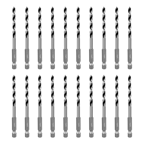 SALI 20-teilig Holzspiralbohrer Bohrer mit 1/4 Sechskant-Schaft Holzbohrer-Set Ø 5 mm für Bohrungen in Weichholz, Hartholz Professional Zubehör Bohrschrauber Standbohrmaschine SALI 20-teilig Holzspiralbohrer Bohrer mit 1/4 Sechskant-Schaft Holzbohrer-Set Ø 5 mm für Bohrungen in Weichholz, Hartholz Professional Zubehör Bohrschrauber Standbohrmaschine von SALI