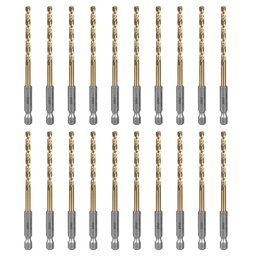 SALI 20 teiliges HSS Bohrerset Sechskantschaft Schnellbohrkronen Ø 4,5 mm Titan-beschichteter Bohrersatz Schnellwechsel 1/4"-Sechskantaufnahme Spiralbohrer Metallbohrer für Holz Kunststoff Aluminium SALI 20 teiliges HSS Bohrerset Sechskantschaft Schnellbohrkronen Ø 4,5 mm Titan-beschichteter Bohrersatz Schnellwechsel 1/4"-Sechskantaufnahme Spiralbohrer Metallbohrer für Holz Kunststoff Aluminium von SALI