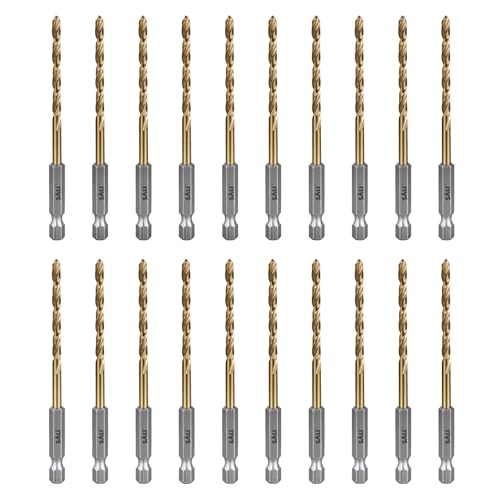 SALI 20 teiliges HSS Bohrerset Sechskantschaft Schnellbohrkronen Ø 4 mm Titan-beschichteter Bohrersatz Schnellwechsel 1/4"-Sechskantaufnahme Spiralbohrer Metallbohrer für Holz Kunststoff Aluminium SALI 20 teiliges HSS Bohrerset Sechskantschaft Schnellbohrkronen Ø 4 mm Titan-beschichteter Bohrersatz Schnellwechsel 1/4"-Sechskantaufnahme Spiralbohrer Metallbohrer für Holz Kunststoff Aluminium von SALI