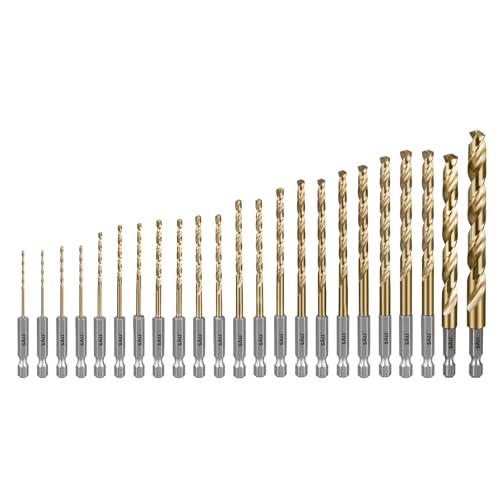 SALI 23 teiliges HSS Bohrerset Sechskantschaft Schnellbohrkronen 1,5-10 mm Titan-beschichteter Bohrersatz Schnellwechsel 1/4"-Sechskantaufnahme Spiralbohrer Metallbohrer für Holz Kunststoff Aluminium SALI 23 teiliges HSS Bohrerset Sechskantschaft Schnellbohrkronen 1,5-10 mm Titan-beschichteter Bohrersatz Schnellwechsel 1/4"-Sechskantaufnahme Spiralbohrer Metallbohrer für Holz Kunststoff Aluminium von SALI