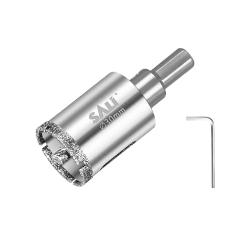 SALI 30mm Diamantbohrer Diamant Lochsäge mit Zentrierbohrer Glasbohrer mit Diamant-Beschichtung 45# Stahl Diamant Hohl-Bohrkrone Fliesenbohrer Zum Bohren in Keramik, Porzellan, Glas, Marmor, Schiefer SALI 30mm Diamantbohrer Diamant Lochsäge mit Zentrierbohrer Glasbohrer mit Diamant-Beschichtung 45# Stahl Diamant Hohl-Bohrkrone Fliesenbohrer Zum Bohren in Keramik, Porzellan, Glas, Marmor, Schiefer von SALI