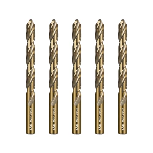 SALI 5 Stücke M35 HSS Cobalt Bohrer Set mit Spiralbohrer 13mm HSS-Co Stahlbohrer Eisenbohrer Metallbohrer Set für Holz, Metall, Kunststoff, Aluminium, Hartplastik, Edelstahl SALI 5 Stücke M35 HSS Cobalt Bohrer Set mit Spiralbohrer 13mm HSS-Co Stahlbohrer Eisenbohrer Metallbohrer Set für Holz, Metall, Kunststoff, Aluminium, Hartplastik, Edelstahl von SALI