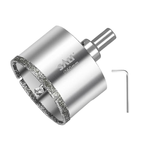 SALI 60 mm Diamantbohrer Lochsäge Mit Zentrierbohrer - Glasbohrer Mit Diamant-Beschichtung 45# Stahl Hohl-Bohrkrone Fliesenbohrer Zum Bohren in Keramik, Porzellan, Glas, Marmor, Schiefer SALI 60 mm Diamantbohrer Lochsäge Mit Zentrierbohrer - Glasbohrer Mit Diamant-Beschichtung 45# Stahl Hohl-Bohrkrone Fliesenbohrer Zum Bohren in Keramik, Porzellan, Glas, Marmor, Schiefer von SALI