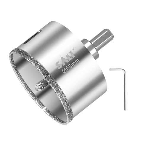 SALI 68 mm Diamantbohrer Lochsäge Mit Zentrierbohrer - Glasbohrer Mit Diamant-Beschichtung 45# Stahl Hohl-Bohrkrone Fliesenbohrer Zum Bohren in Keramik, Porzellan, Glas, Marmor, Schiefer von SALI