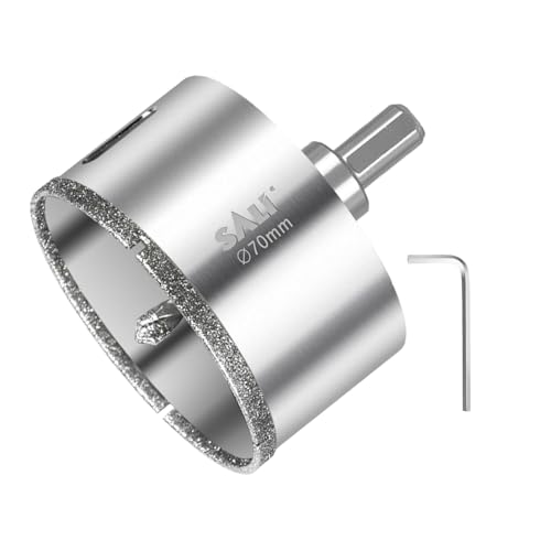 SALI 70 mm Diamantbohrer Diamant Lochsäge mit Zentrierbohrer Glasbohrer mit Diamant-Beschichtung 45# Stahl Diamant Hohl-Bohrkrone Fliesenbohrer Zum Bohren in Keramik, Porzellan, Glas, Marmor, Schiefer SALI 70 mm Diamantbohrer Diamant Lochsäge mit Zentrierbohrer Glasbohrer mit Diamant-Beschichtung 45# Stahl Diamant Hohl-Bohrkrone Fliesenbohrer Zum Bohren in Keramik, Porzellan, Glas, Marmor, Schiefer von SALI