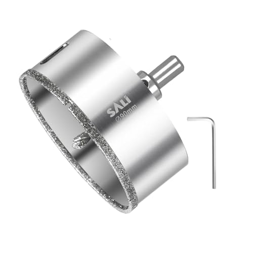 SALI 90 mm Diamantbohrer Lochsäge Mit Zentrierbohrer - Glasbohrer Mit Diamant-Beschichtung 45# Stahl Hohl-Bohrkrone Fliesenbohrer Zum Bohren in Keramik, Porzellan, Glas, Marmor, Schiefer von SALI