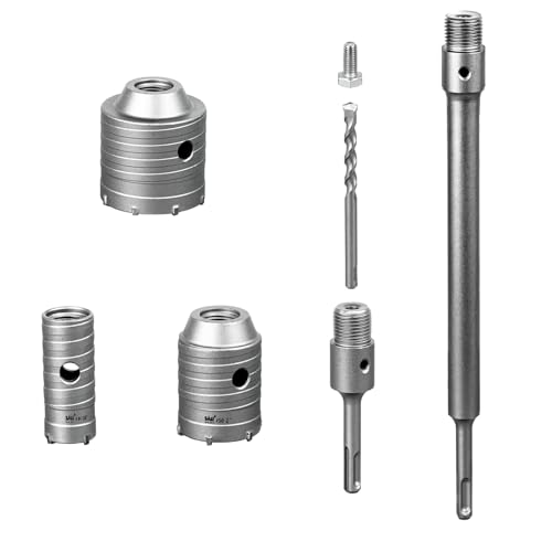 SALI Bohrkronen Set 3 tlg. 30/50/65mm Kernbohrer M22 Gewinde Hohlbohrkrone Set mit SDS-Plus-Schaft 110/300mm und Hartmetall-Zentrierbohrer für Mauerwerk Natursteine Sandsteine Kunststeine Beton Marmor SALI Bohrkronen Set 3 tlg. 30/50/65mm Kernbohrer M22 Gewinde Hohlbohrkrone Set mit SDS-Plus-Schaft 110/300mm und Hartmetall-Zentrierbohrer für Mauerwerk Natursteine Sandsteine Kunststeine Beton Marmor von SALI