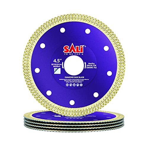 SALI Diamant-Trennscheiben,5 Stück,Ø115 x 1,2 mm x 22,2 mm - Extra dünne Trennscheiben mit X-Felgensegment für harte Materialien wie Keramik, Porzellan, Fliesen und Granit. von SALI
