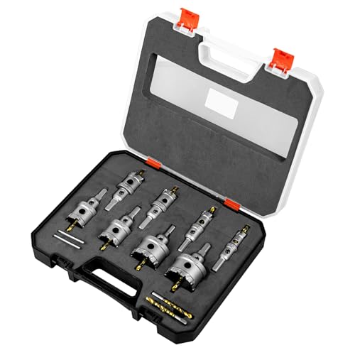 SALI Lochsäge Hartmetall-Bohrer 8 Stück TCT-Metall Lochsäge Bohrer Set Lochsägen-Set mit Titanbeschichteter Zentrierbohrer für Edelstahl,Eisen,Legierung,Holz,Kunststoff (Ø16/19/25.5/29/32/35/45/48mm) SALI Lochsäge Hartmetall-Bohrer 8 Stück TCT-Metall Lochsäge Bohrer Set Lochsägen-Set mit Titanbeschichteter Zentrierbohrer für Edelstahl,Eisen,Legierung,Holz,Kunststoff (Ø16/19/25.5/29/32/35/45/48mm) von SALI