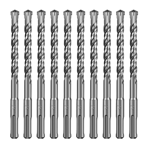 SALI SDS Plus Bohrer Set 10x160mm 10tlg. Hammerbohrer Set Betonbohrer mit 4 Hartmetall Spitze & Präzises Schnelles Bohren in Beton Zubehör Bohrhammer Steinbohrer für Stahlbeton,Naturstein,Ziegelmauer von SALI