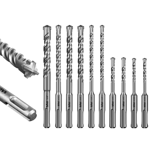 SALI SDS Plus Bohrer Set Ø 5-12mm 10tlg. Hammerbohrer Set Betonbohrer mit 4 Hartmetall Spitze & Präzises Schnelles Bohren in Beton Zubehör Bohrhammer Steinbohrer für Stahlbeton 10PCS SDS Plus Hammer SALI SDS Plus Bohrer Set Ø 5-12mm 10tlg. Hammerbohrer Set Betonbohrer mit 4 Hartmetall Spitze & Präzises Schnelles Bohren in Beton Zubehör Bohrhammer Steinbohrer für Stahlbeton 10PCS SDS Plus Hammer von SALI