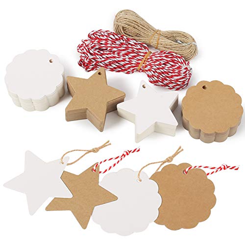 SallyFashion Kraftpapier Anhänger, 200 Stk. Geschenkanhänger Etiketten Kraftpapier Tags Karten mit Jute Schnur für Hochzeit Geschenk Weihnachten SallyFashion Kraftpapier Anhänger, 200 Stk. Geschenkanhänger Etiketten Kraftpapier Tags Karten mit Jute Schnur für Hochzeit Geschenk Weihnachten von SALLYFASHION