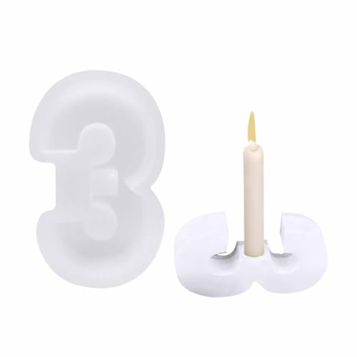 Silikonform Kerzenhalter, 0-9 Zahlen Form Silikon Gießform Kerzenhalter, DIY Silikonformen Teelichthalter, 3D Handmade Silikonform Kerzenständer für Weihnachten, Geburtstag Party（3） von SALPPLEA