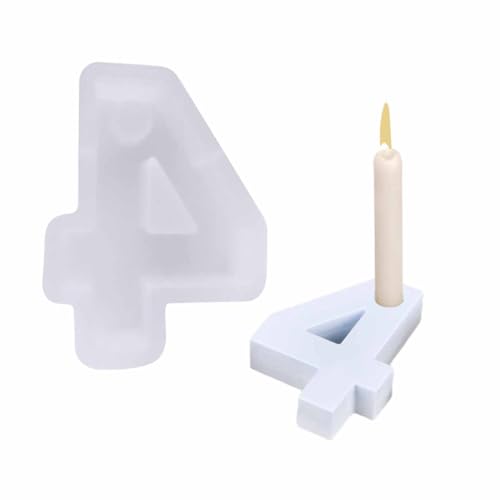 Silikonform Kerzenhalter, 0-9 Zahlen Form Silikon Gießform Kerzenhalter, DIY Silikonformen Teelichthalter, 3D Handmade Silikonform Kerzenständer für Weihnachten, Geburtstag Party（4） von SALPPLEA