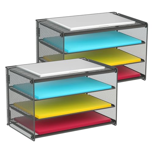 Samstar Briefablage aus Papier, 3 Ebenen, Schreibtischordner, Papiersortierer, Briefablage, Netzgewebe, Schwarz, 2 Stück von SAM