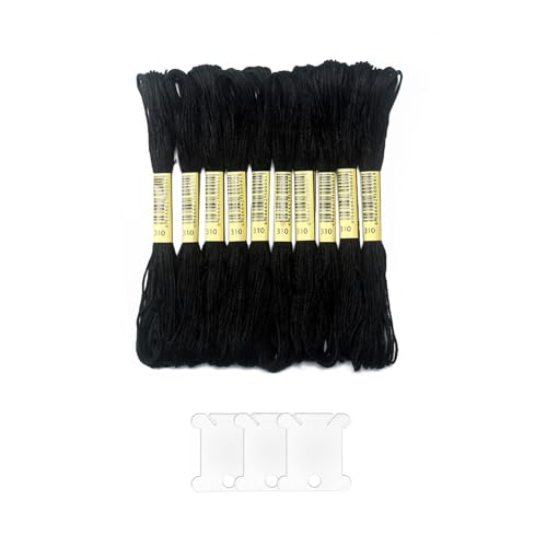 14 Stück schwarzer Stickgarn, 8 Meter Kreuzstich Garn, Kreuzstich Garn der Black Series, mit 14 weißen Spulen, für DIY, Basteln, Nähen 14 Stück schwarzer Stickgarn, 8 Meter Kreuzstich Garn, Kreuzstich Garn der Black Series, mit 14 weißen Spulen, für DIY, Basteln, Nähen von SAMANTHAHALLLTD
