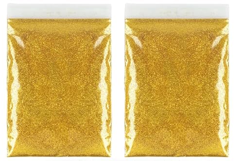 2 Stück Glitzerpulver zum Basteln, 100g Glitzer Gold, Glitzerpulver für Nägel Gesicht DIY Epoxidharz Kartenbasteln von SAMANTHAHALLLTD