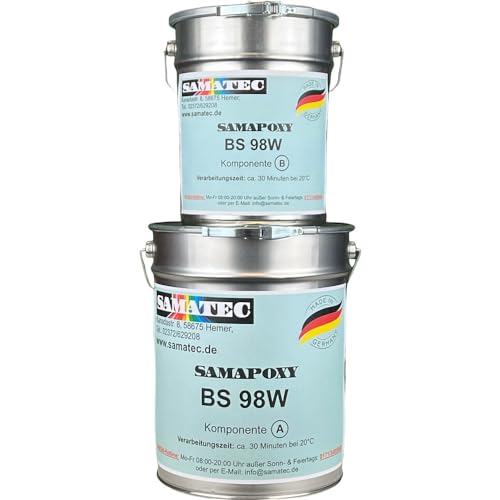 2K Bodenbeschichtung Betonbeschichtung Fliesenbeschichtung Fußbodenbeschichtung Epoxidharz - SamaPoxy BS98W 10Kg/50m² (RAL 7030 Steingrau) von SAMATEC