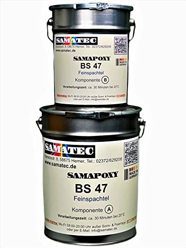 SAMATEC Feinspachtel Spachtelmasse Füllspachtel 2K Epoxidharz Reparatur Löcher Risse Fehlstellen BS47 (2.4 Kg) von SAMATEC
