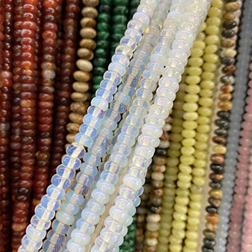4x6mm Oval Naturstein Perle Polnische Perle Tigerauge Abstandshalter Lose Perle DIY Schmuckherstellung Armband-13 opal,4x6mm 42-45Stk von SAMCRY