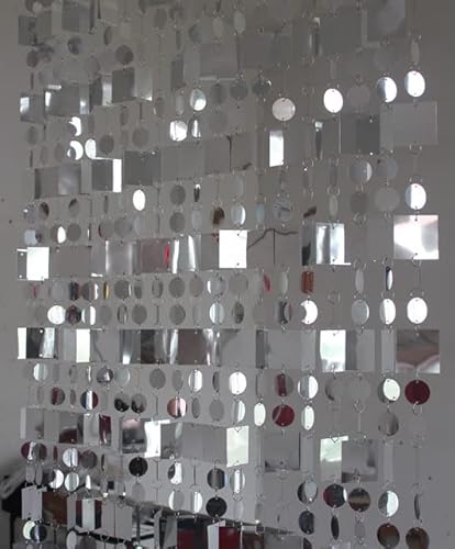 Quadratische Pailletten, hängende Ornamente, PVC-Pailletten, Vorhänge, Wohnzimmer, Trennwand, Dekorationszubehör, Silber von SAMCRY
