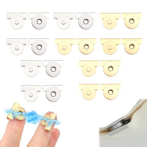 10 Paar magnetische Druckknöpfe für Geldbörsen und Tragetaschen, nahtlose magnetische Schnallenverschlüsse, kein Nähen von Clip-Verschlüssen für Taschen, Kleidung und Bastelarbeiten 10 Paar magnetische Druckknöpfe für Geldbörsen und Tragetaschen, nahtlose magnetische Schnallenverschlüsse, kein Nähen von Clip-Verschlüssen für Taschen, Kleidung und Bastelarbeiten von SAMIQU