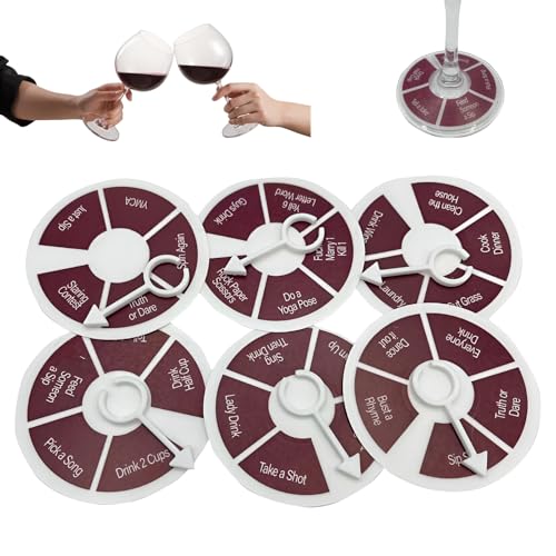 SAMIQU Wine Not Spin-Fun Party Trinkspiel, Weinglas Spinner Party Roulette Trinkspiel, Shot Roulette Drink Spiele für Paare Erwachsene auf Partys (6PCS) von SAMIQU