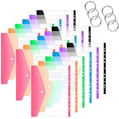18 Stück Dokumentenmappe A4 zum Abheften, Dokumententasche A4 Sichttasche Dokumenten Dreidimensionale A4 mit 11 Lochrand und Etikettentasche für Dokument Organisieren 6 Farben von SAMSYOKI