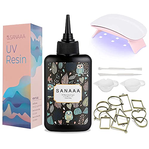 SANAAA UV-Harz-Kit 100 g UV mit 6 W UV-Lampe – hartes transparentes Harz – 100 g Starter-Kit – UV-sonnenhärtendes Harz zur Herstellung von Ohrringen, Anhängern, Schmuck SANAAA UV-Harz-Kit 100 g UV mit 6 W UV-Lampe – hartes transparentes Harz – 100 g Starter-Kit – UV-sonnenhärtendes Harz zur Herstellung von Ohrringen, Anhängern, Schmuck von SANAAA