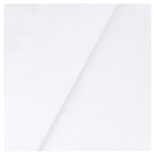 Bündchen weiß uni gerippt Bündchenstoff Schlauchware einfarbig Breite ca. 70 cm, Länge 50 cm von SANDNER Stoffhaus