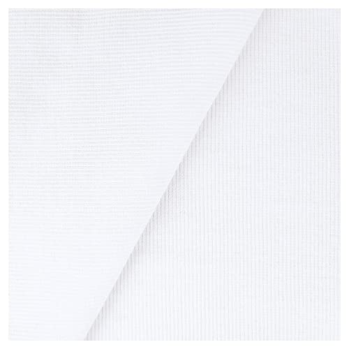 Bündchen weiß uni gerippt Bündchenstoff Schlauchware einfarbig Breite ca. 70 cm, Länge 50 cm von SANDNER Stoffhaus