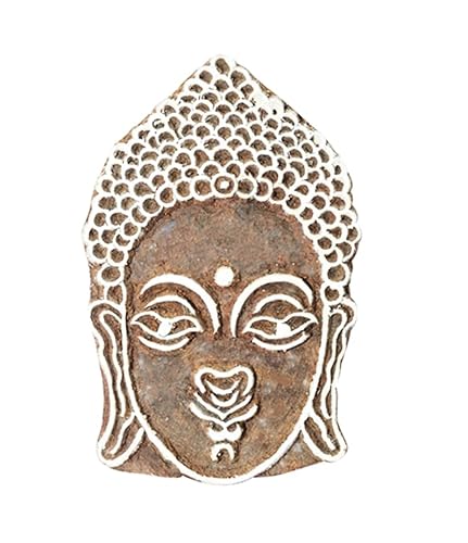 SANGAM® Holzstempel Druckwerkzeuge Indischer Spitzenmusterdruck auf Sari-Rand Textilstempel Vintage-Stempel für Scrapbooking Runde Bastelstempel Handgefertigter hölzerner Buddha-Stempel 1 Stück von SANGAM