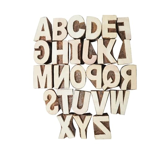SANGAM Holzstempel Buchstaben Alphabete Stempel Indische kleine runde Muster Druckblöcke Textilstempel Druck dekorativer Stempel für handgeschnitztes Holz von SANGAM