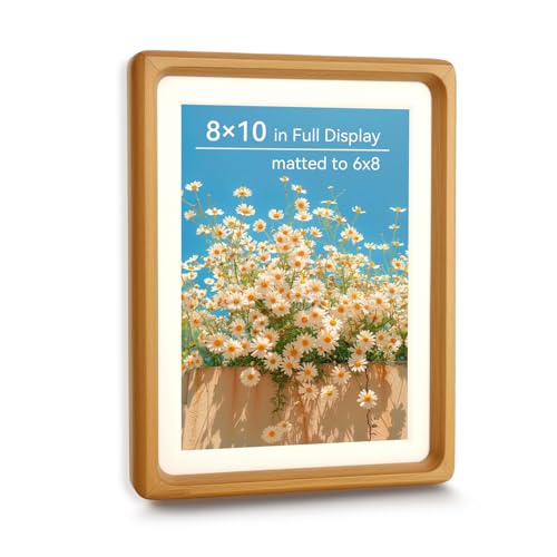 SANHUAMAO Massivholz-Bilderrahmen mit Holz-Marmor-Rückplatte, natürliche Maserung, Wand-/Tischdisplay für Fotos, Kunst und Heimdekoration (20,3 x 25,4 cm, Teakholz) von SANHUAMAO