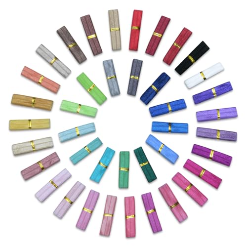 Elastisches Band zum Umklappen, 40 Meter, 40 Farben, einfarbig, dehnbar, elastisch zum Nähen, für Bastelarbeiten, elastisches Band für Haarschleifen, Stirnbänder, Haarbänder, farbige elastische Ränder von SANKOYO