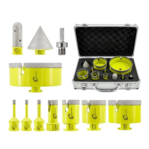 Diamant Fliesenbohrer Set SANLEETEK - Diamant Lochsäge Set Diamant Bohrkrone (6/6/8/20/35/50/68/110+20mm Fingerfräser+50mm Fasenbohrer+Adapter) für Porzellan Keramik Fliesen Marmor Granit M14 Gewinde von SANLEETEK