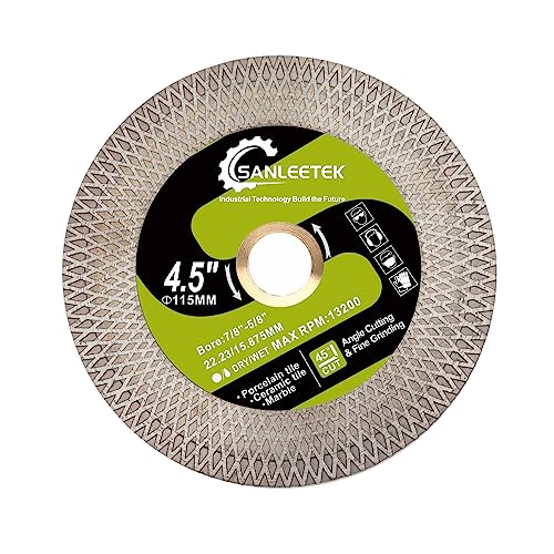 Diamant Trennscheibe 115mm Doppelseitige X Mesh Trennschleifscheibe für Porzellan Keramik Fliesen Marmor Kunststein SANLEETEK von SANLEETEK