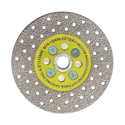 Diamant Trennscheibe 115mm Vakuumgelötet Doppelseitig Diamantscheibe für Marmor Granit Beton Porzellanfliesen M14 Gewinde SANLEETEK Diamant Trennscheibe 115mm Vakuumgelötet Doppelseitig Diamantscheibe für Marmor Granit Beton Porzellanfliesen M14 Gewinde SANLEETEK von SANLEETEK