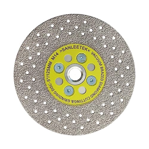 Diamant Trennscheibe 125mm Vakuumgelötet Doppelseitig Diamantscheibe für Marmor Granit Beton Porzellanfliesen M14 Gewinde SANLEETEK Diamant Trennscheibe 125mm Vakuumgelötet Doppelseitig Diamantscheibe für Marmor Granit Beton Porzellanfliesen M14 Gewinde SANLEETEK von SANLEETEK