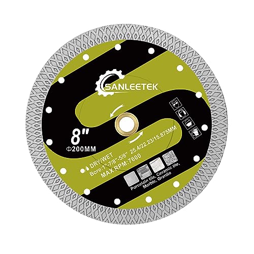 Diamant Trennscheibe für Fliesen 200mm - X Masche Diamantscheibe für Keramische Fliesen Porzellan Marmor Kunststein für Kreissäge SANLEETEK Diamant Trennscheibe für Fliesen 200mm - X Masche Diamantscheibe für Keramische Fliesen Porzellan Marmor Kunststein für Kreissäge SANLEETEK von SANLEETEK