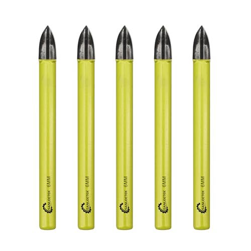 Fliesenbohrer Glasbohrer Set Hartmetallbohrer 5Stücke 6mm Steinbohrer Bohrer Set mit Rundschaft für Holz Kunststoff Mauerwerk Keramische Fliesen Beton SANLEETEK von SANLEETEK