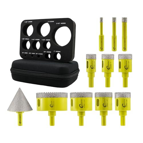 SANLEETEK Diamant Fliesenbohrer Set 11 Stücke Diamant Lochsäge Set 6/8/10/20/25/28/32/35/45/65mm+50mm Fasenbohrer mit Dreikant Schaft für Porzellan Keramikfliesen Marmor Granit SANLEETEK Diamant Fliesenbohrer Set 11 Stücke Diamant Lochsäge Set 6/8/10/20/25/28/32/35/45/65mm+50mm Fasenbohrer mit Dreikant Schaft für Porzellan Keramikfliesen Marmor Granit von SANLEETEK