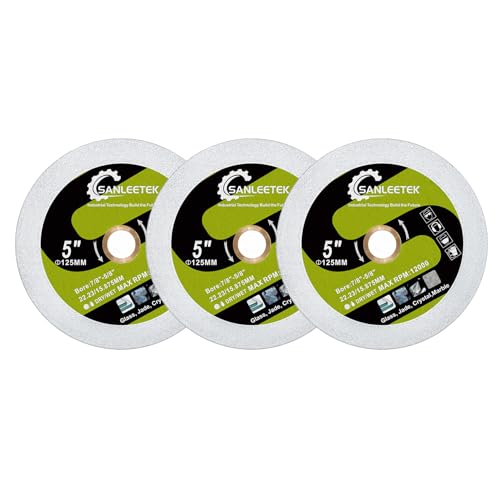 SANLEETEK Diamant Trennscheibe für Glas - 3 Stücke 125mm Diamant Sägeblatt Schneiden und Schleifen für Glas Jade Kristall Weinflasche Fliesen Marmor von SANLEETEK