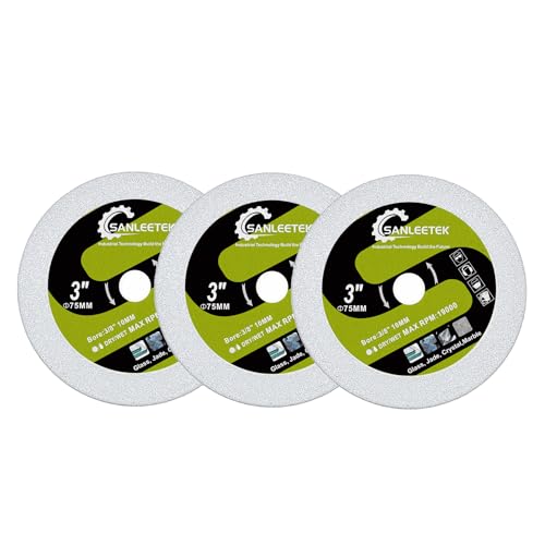 SANLEETEK Diamant Trennscheibe für Glas - 3 Stücke 75mm Diamant Sägeblatt Schneiden und Schleifen für Glas Jade Kristall Weinflasche Fliesen Marmor SANLEETEK Diamant Trennscheibe für Glas - 3 Stücke 75mm Diamant Sägeblatt Schneiden und Schleifen für Glas Jade Kristall Weinflasche Fliesen Marmor von SANLEETEK