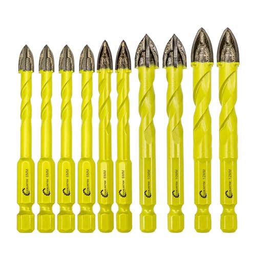 SANLEETEK Fliesenbohrer Glasbohrer Set Hartmetallbohrer 10Stücke 6mm*4+8mm*2+10mm*2+12mm*2 Steinbohrer Bohrer Set mit Schnellwechsel für Holz Kunststoff Mauerwerk Keramische Fliesen Beton SANLEETEK Fliesenbohrer Glasbohrer Set Hartmetallbohrer 10Stücke 6mm*4+8mm*2+10mm*2+12mm*2 Steinbohrer Bohrer Set mit Schnellwechsel für Holz Kunststoff Mauerwerk Keramische Fliesen Beton von SANLEETEK