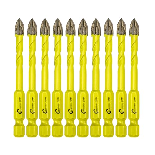SANLEETEK Fliesenbohrer Glasbohrer Set Hartmetallbohrer 10Stücke 6mm Steinbohrer Bohrer Set mit Schnellwechsel für Holz Kunststoff Mauerwerk Keramische Fliesen Beton SANLEETEK Fliesenbohrer Glasbohrer Set Hartmetallbohrer 10Stücke 6mm Steinbohrer Bohrer Set mit Schnellwechsel für Holz Kunststoff Mauerwerk Keramische Fliesen Beton von SANLEETEK