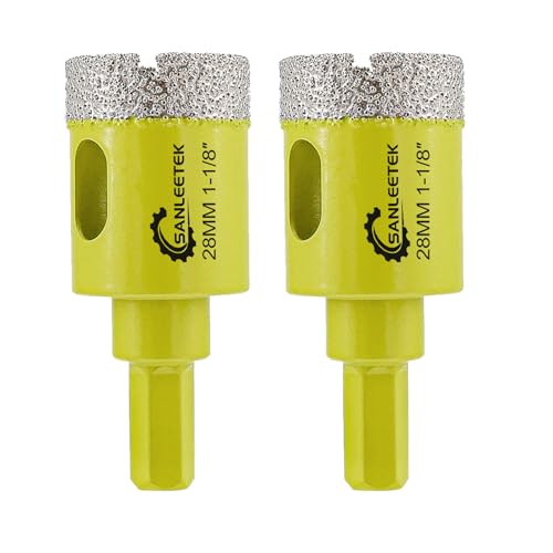 Trocken Diamant Bohrkrone 2 Stücke 28mm Fliesenbohrer mit Sechskant Schaft für Keramische Porzellanfliesen Granit Marmor Quarz Kunststein SANLEETEK Trocken Diamant Bohrkrone 2 Stücke 28mm Fliesenbohrer mit Sechskant Schaft für Keramische Porzellanfliesen Granit Marmor Quarz Kunststein SANLEETEK von SANLEETEK