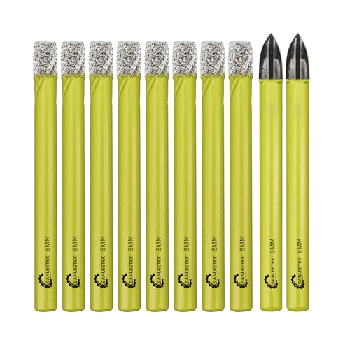 Trocken Diamant Bohrkrone 8 Stücke 6mm Fliesenbohrer und 2 Stück 6mm Hartmetall Bohrer mit Rundschaft für Marmor Granit Keramik Porzellan Fliesen Quarz SANLEETEK Trocken Diamant Bohrkrone 8 Stücke 6mm Fliesenbohrer und 2 Stück 6mm Hartmetall Bohrer mit Rundschaft für Marmor Granit Keramik Porzellan Fliesen Quarz SANLEETEK von SANLEETEK